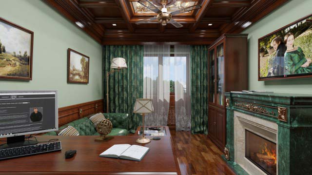 Дизайн кабинета в классическом стиле