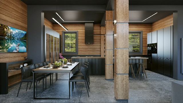 Дизайн современного интерьера деревянного дома из клееного бруса