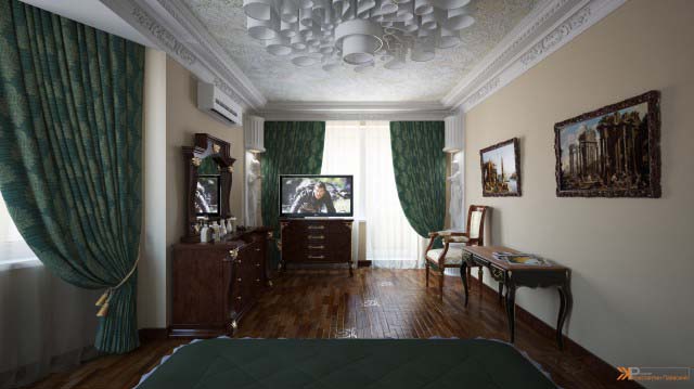 интерьер спальни в классическом стиле в Москве
