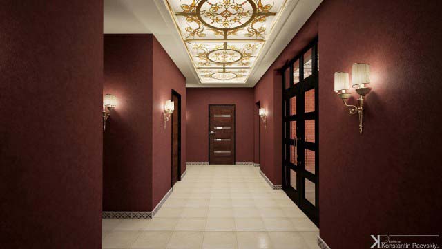 оформление коридора в классическом стиле