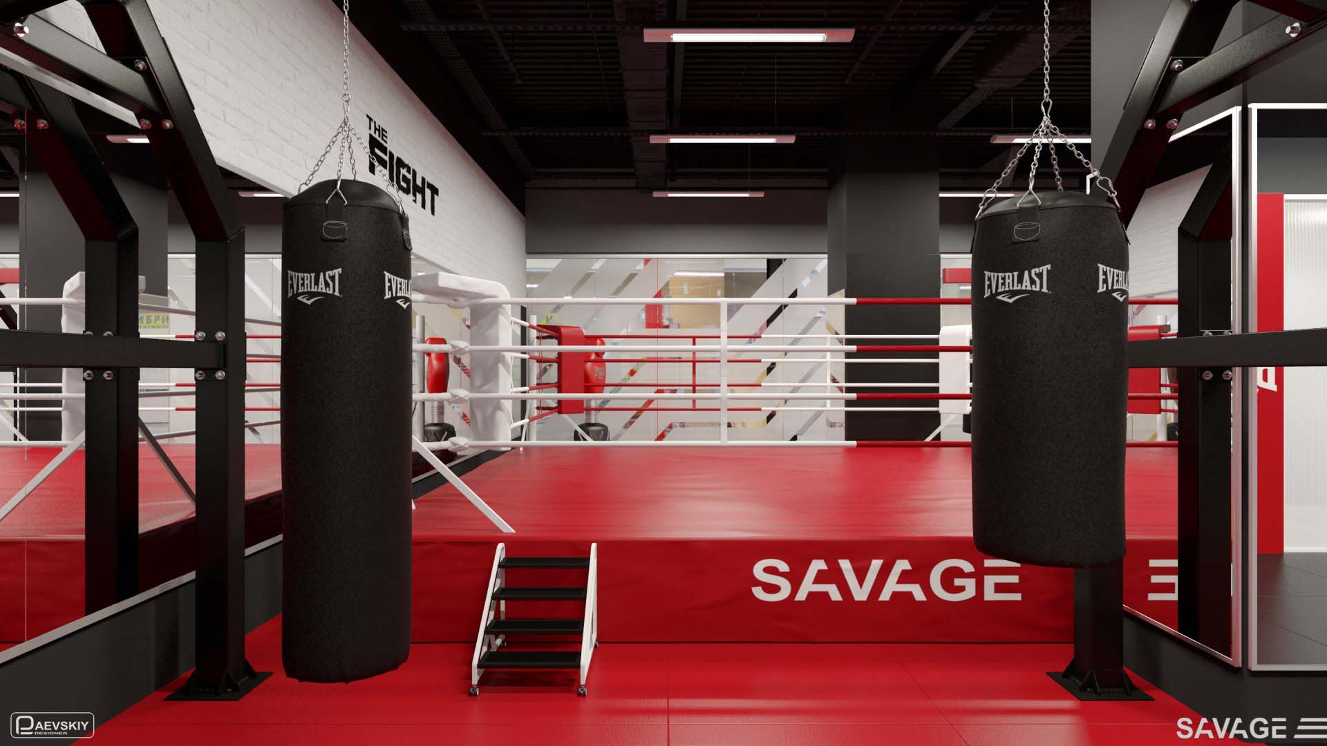 Дизайн и проектирование зала бокса и единоборств фитнес клуба SAVAGE