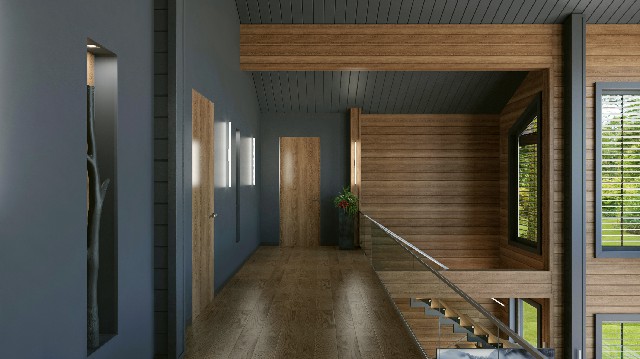 Дизайн интерьера деревянного дома из бруса в современном стиле